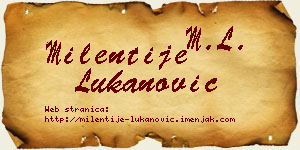 Milentije Lukanović vizit kartica